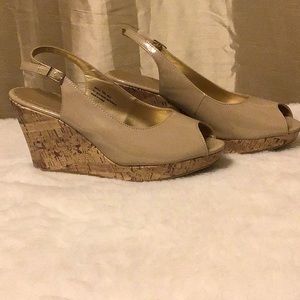 Wedge Heel Patent Nude Shoes